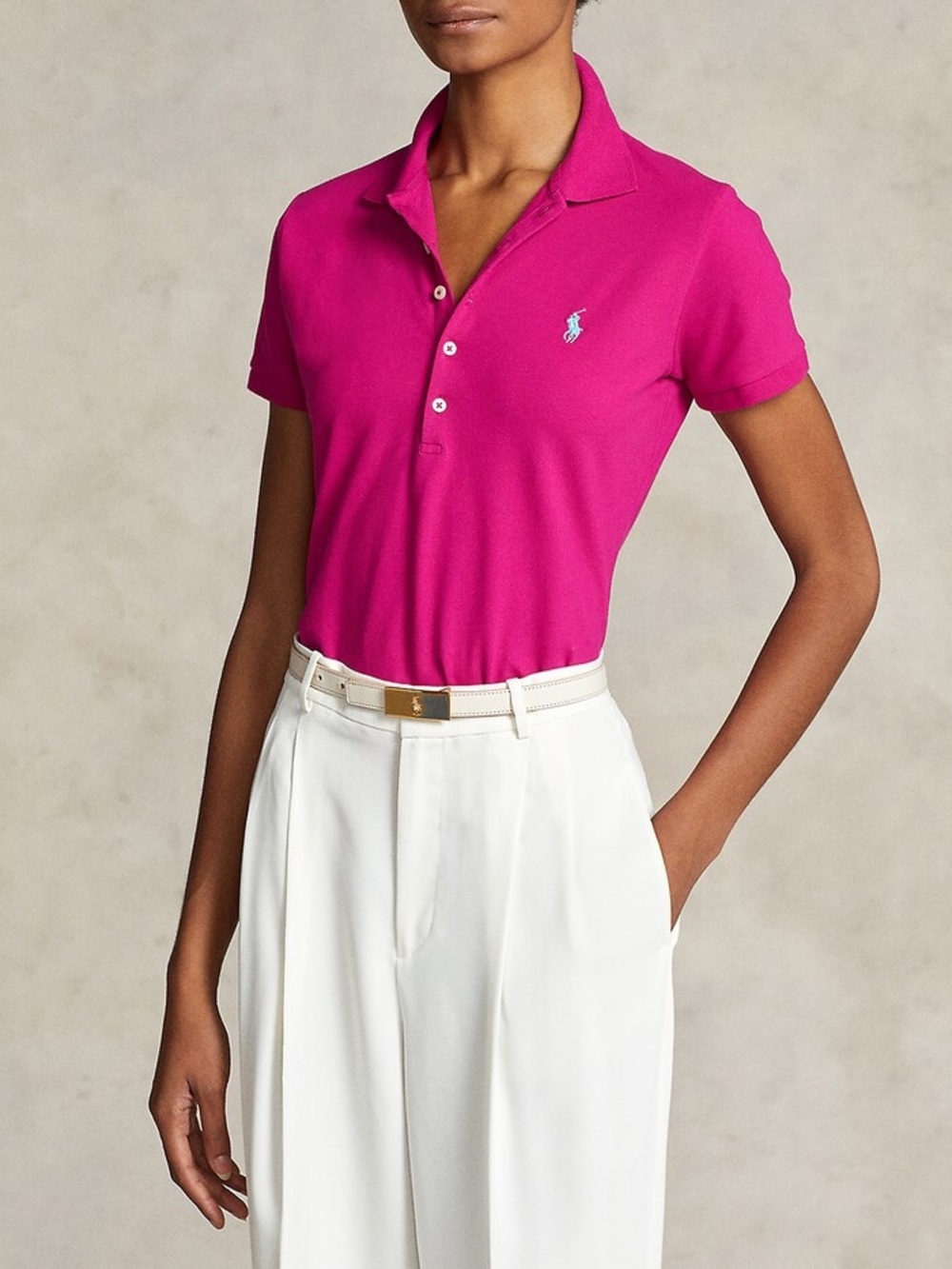 Polo Ralph Lauren Slim Fit Stretch Polo Shirt Womens Large in fuchsia pink